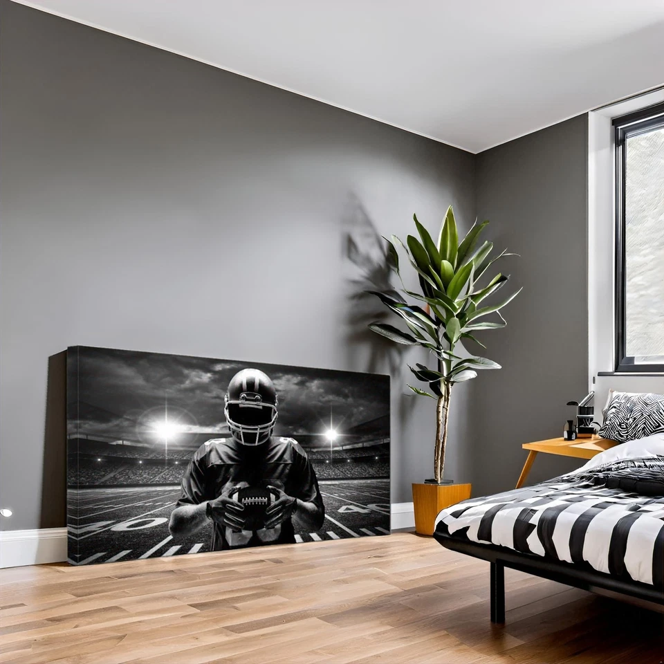 Rugby Canvas Wall Decor Black Artwork Canvas Wall Art Extra Large American Fo... - Image 2 of 4
