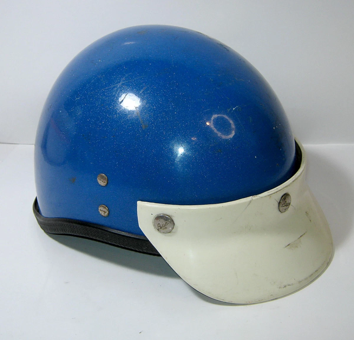 blue sparkle motorcycle helmet 1980's Blue Vintages Helmets for sale
