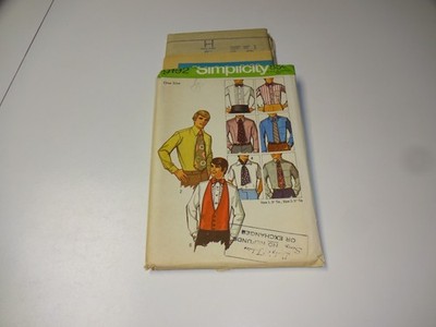 Vintage 70's Simplicity 9192 Men's Accessories Tie Bow Tie Cummerbund Ascot Vest