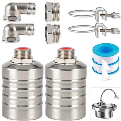 2PCS Float Valve,1/2'' to 3/4'' water level control float valve, 304 Stainless...
