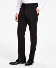 NEW KENNETH COLE REACTION Mens 29x32 Black Check Soft Tuxedo Dress Pants/Slacks