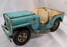 Vintage 1963 Tonka Jeep Runabout Turquoise Pressed Steel Collectible Jeep