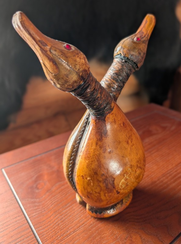 Barware Duck Leather Decanter Artisan Folk Art MID-CENTURY MODERN Made In Italy