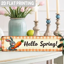 2D Rustic Spring Bunny Carrot Metal Wall Sign Vintage Farmhouse Home Decoration