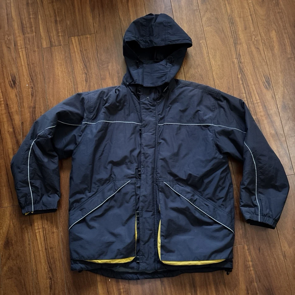 De Colección Anchor Azul Hombres L Invierno Abrigo Chaqueta Invierno Anorak Parka Con Capucha Gris Amarillo Foto 3 de 4