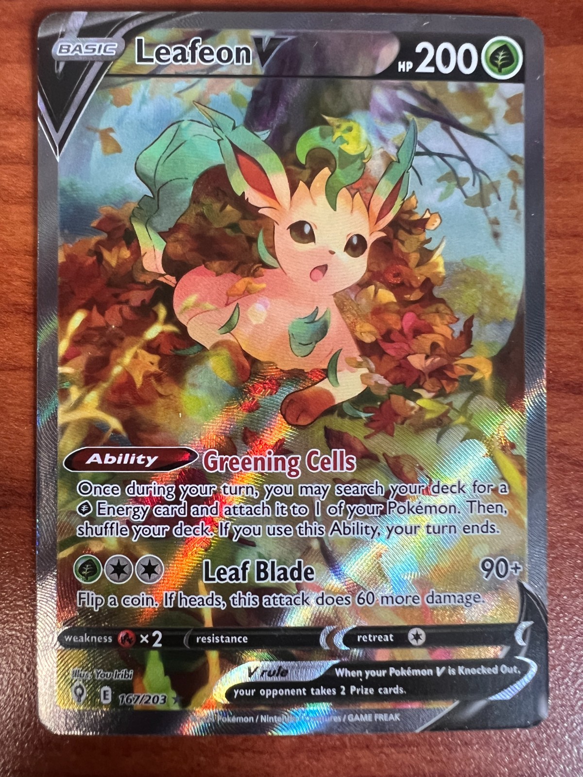 Leafeon V (Alternate Full Art) 167/203 SWSH07: Evolving Skies Holo