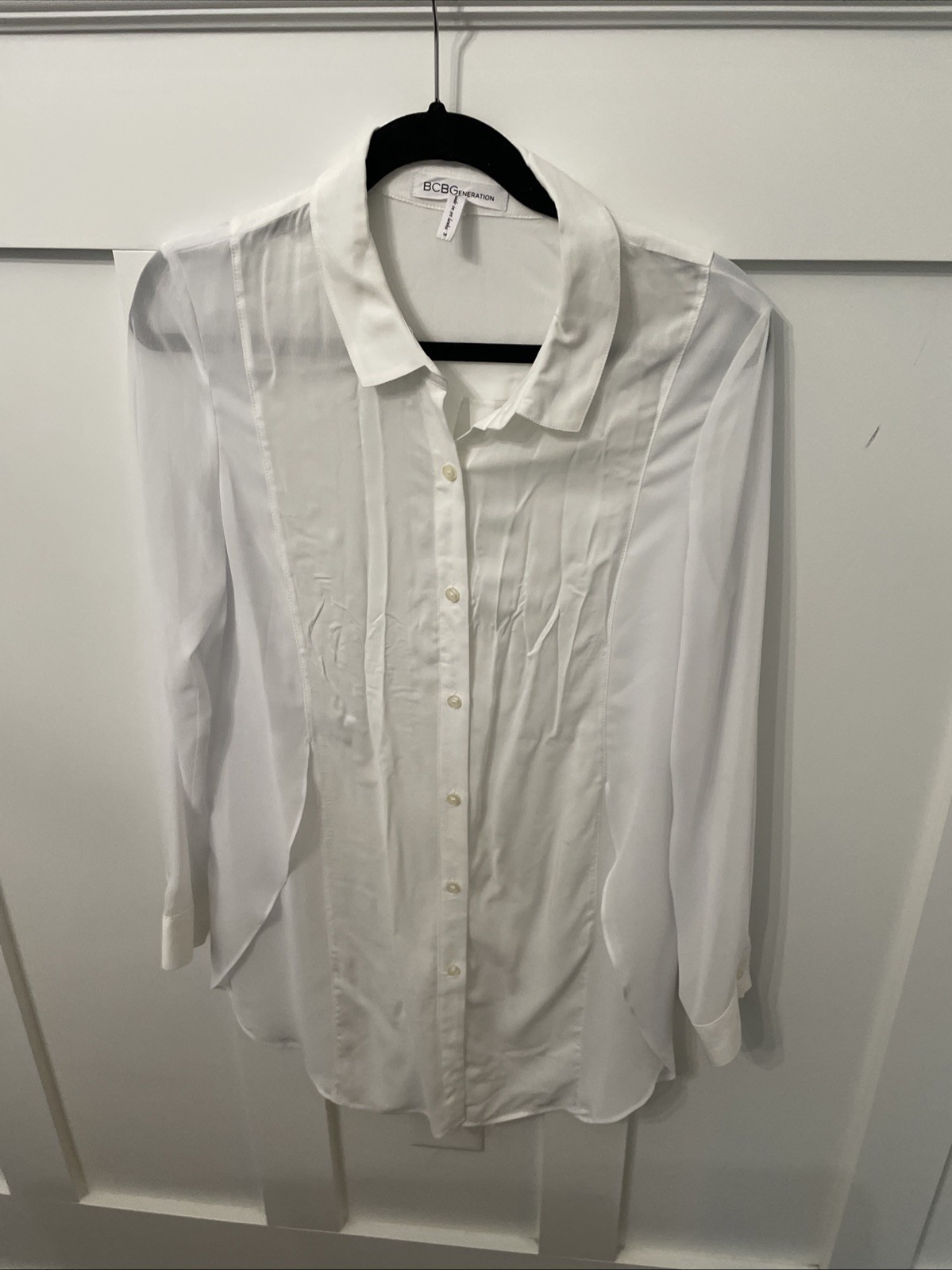 BCBGENERATION White button Front Blouse- medium-s… - image 1
