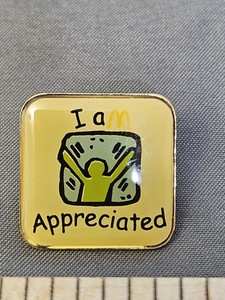 I Am Appreciated Employee Recognition Enamel Lapel Pin Yellow Square McDonalds