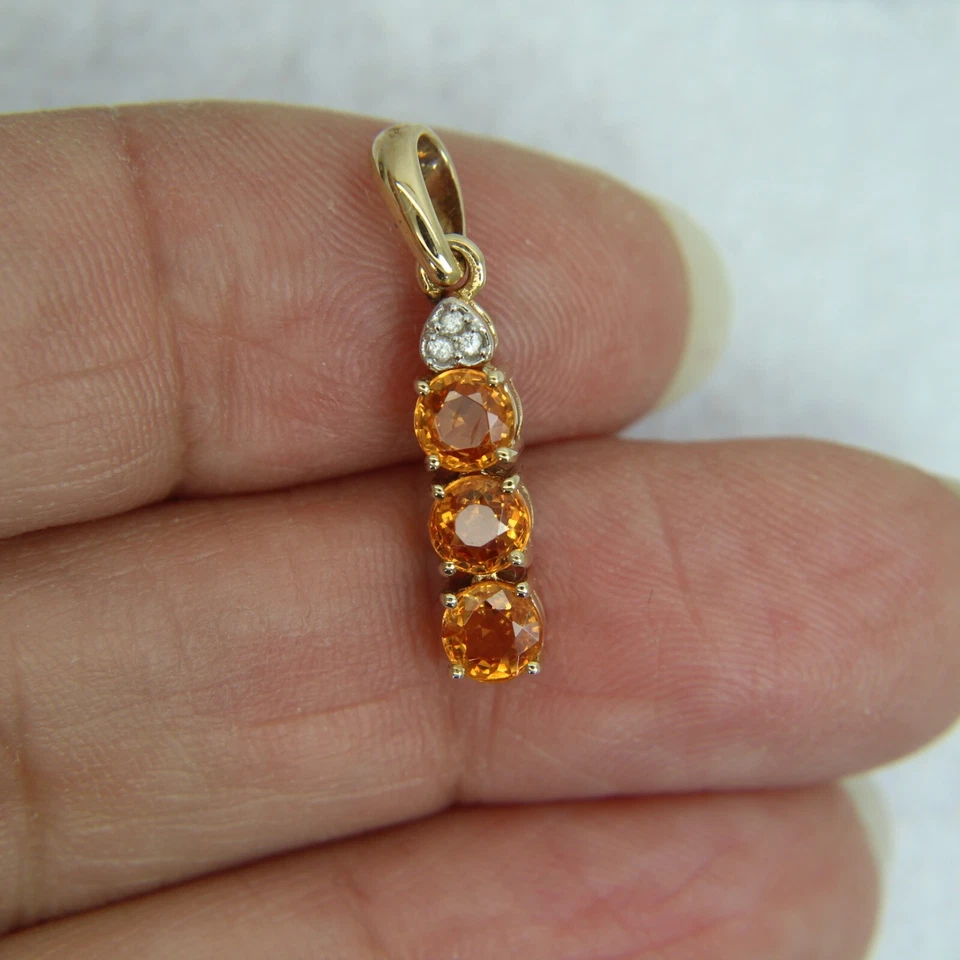 Colgante de circón turmalina naranja oro 9 quilates Foto 4 de 4