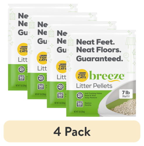 4-pk Breeze Non Clumping Cat Litter Pellets, Low Dust, Odor Control, 7lb. Pouch