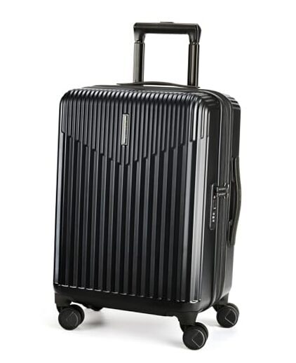 Carry On Luggage 22x14x9 Airline Approved with Spinner Wheels,100% PC Black-image