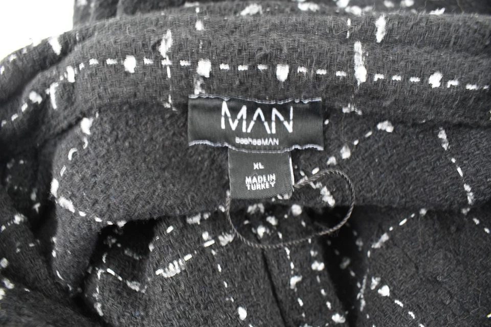 Мужская черная клетчатая рубашка Boohoo-Man с длинным рукавом на пуговицах размер XL передний карман - Изображение 4 из 4