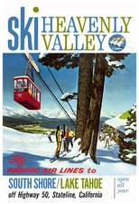 Ski Heavenly Valley - Lake Tahoe Vintage 1960s Advertising Poster