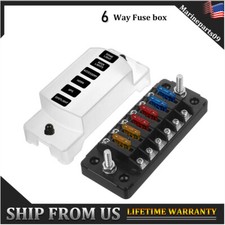 6-Way 12V 24V Fuse Box Block Waterproof Auto Boat Power Distribution Holder