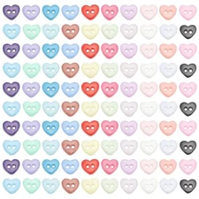 Heart Buttons 2 Holes Resin Heart-Shaped Buttons Mixed Colors Mini Resin Butt...