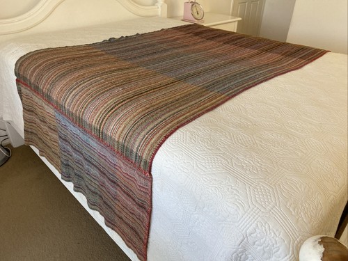 Colourful Stripe / Check Wool Blend Long Single Remnant Blanket 240 cm x 110 cm - Picture 6 of 15