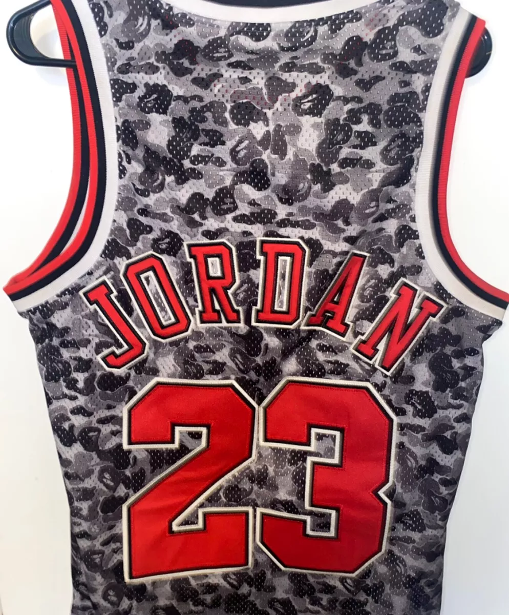 Bape Michael Jordan basketball jersey sz small (Grey/Red/White/Black)