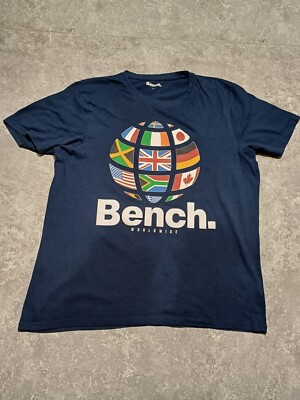 Bench T Shirt Men Large Blue Cotton Short Sleeve UK