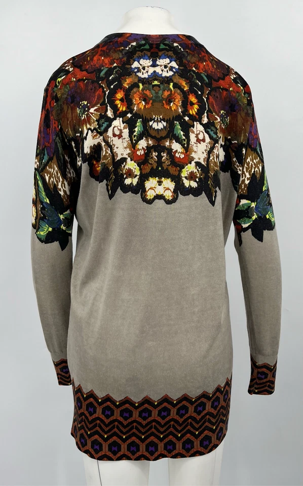Etro Floral Print Silk/Cashmere Long Sleeve Cardigan Sweater sz 50 - Image 3 of 4