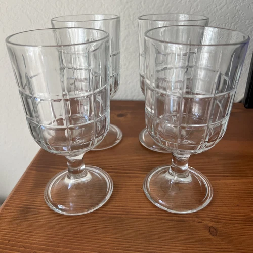 Anchor Hooking Tartan Manchester Vintage Water Goblet in Waffle pattern, 4pcs