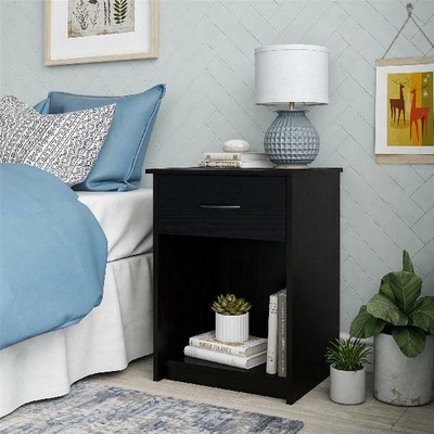 Mainstays Nightstand 1 Drawer Bedroom Espresso White Rustic Oak Or Black Oak Ebay