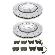 OEM Set of 2 Front Vented Drilled Dimpled Steel Brake Rotors w/ Pads For Audi R8