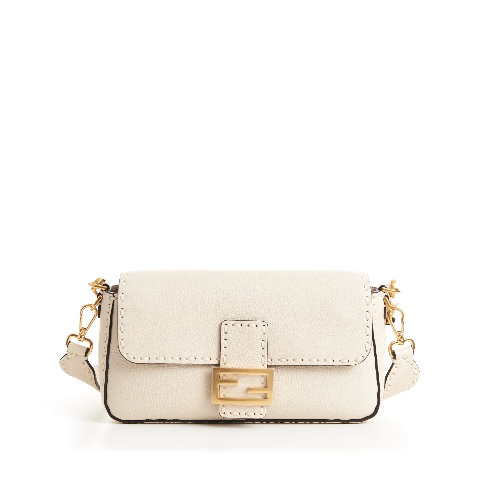 Fendi — FENDI 3980$ Medium Baguette - Camellia Selleria Bag With Oversize Topstitching