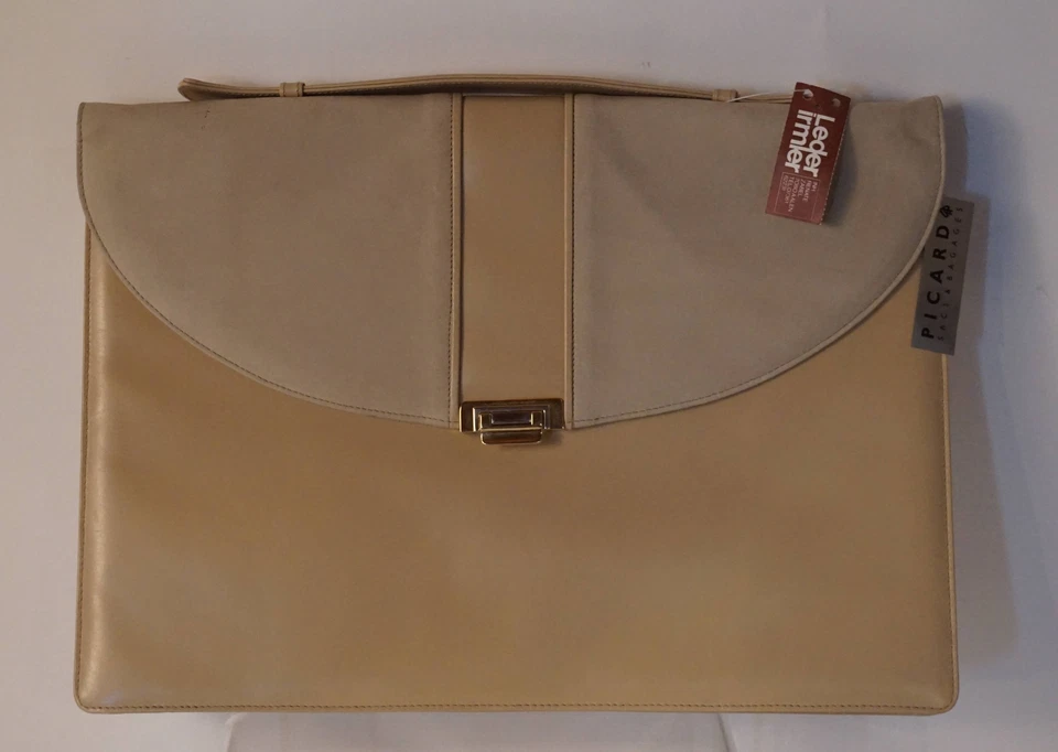 Vintage Rareté Original PICARD Sac En Cuir Beige - Photo 3/4