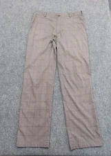 Nike Golf Pants Mens 34x34 Brown Plaid Performance Outdoor Stretch Flat Front