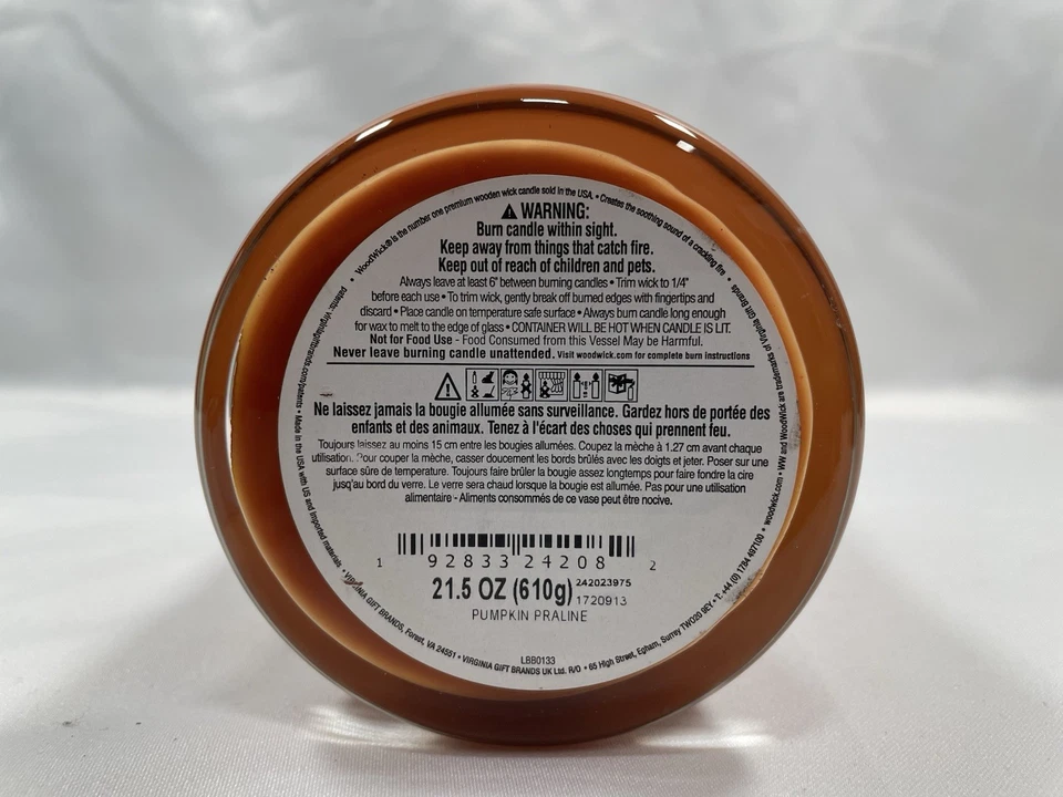 WoodWick Hourglass Crackle Candle 21.5oz Pumpkin Praline | NEW & UNUSED Wick - Image 4 of 4