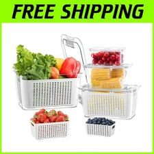 Premium Produce Saver Containers with Ventilation & Removable Colanders - 4 Pack