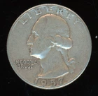 1957 P Washington Quarter KM#164  0.900 Silver 0.1808 oz Act. Silver Weight