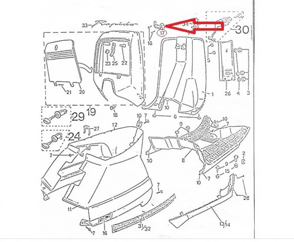 Gâche de serrure de coffre de tablier AR pour scooter Peugeot 80 SC 720200 Neuf - Photo 4/4