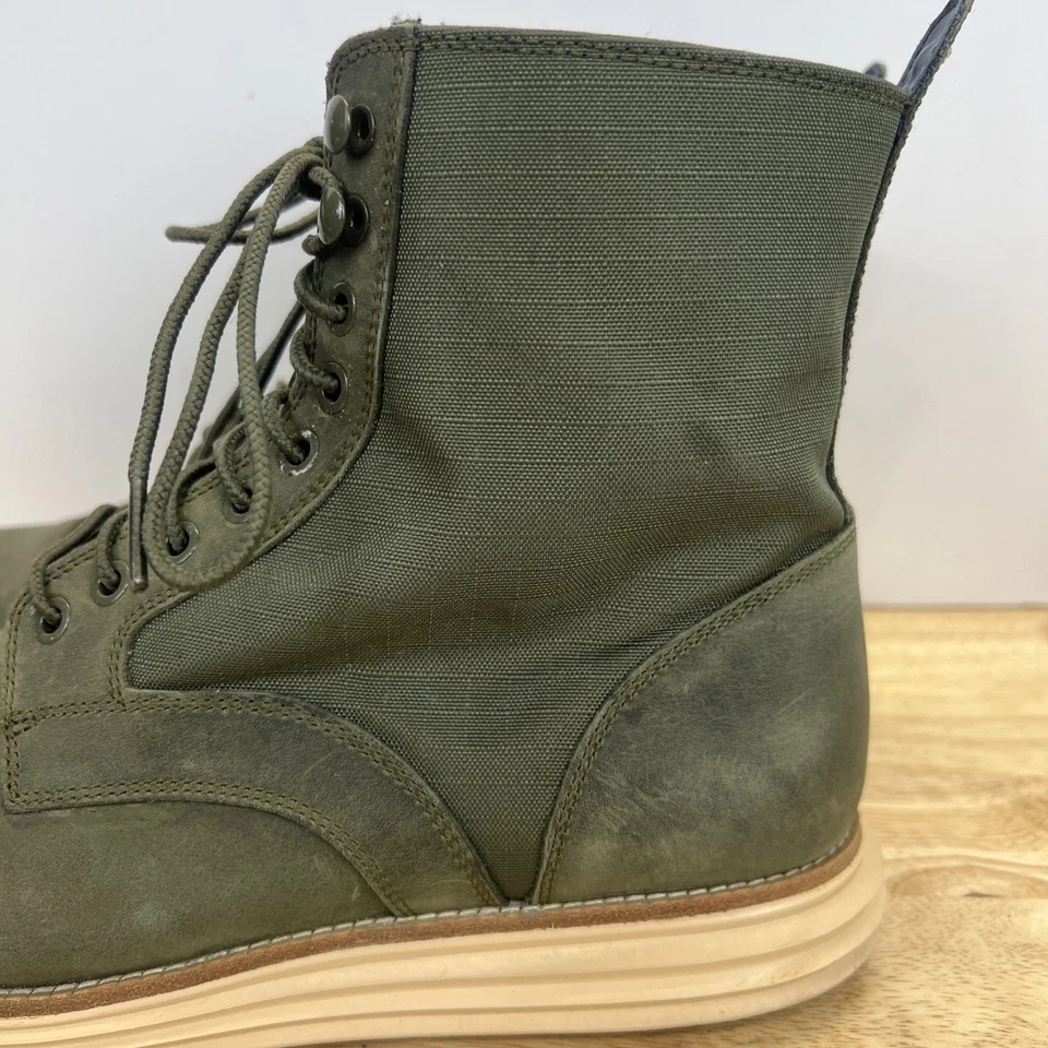 Cole Haan Boots Leather Canvas Green Lunargrand Lace Up Waterproof Men’s Size 11 - Image 4 of 4