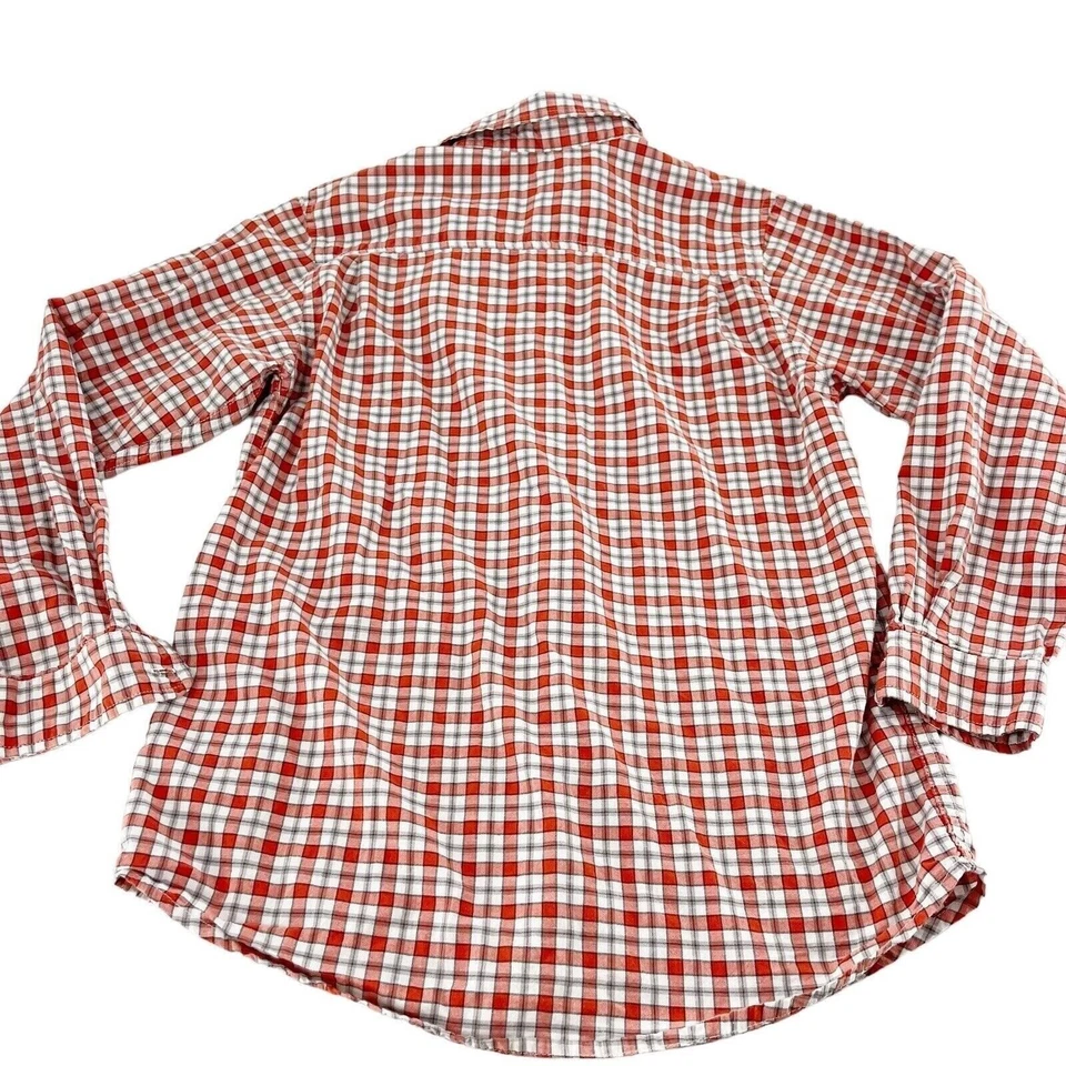The Childrens Place Orange Plaid Button-Up Shirt Large 10/12 Country Western - Image 2 of 4