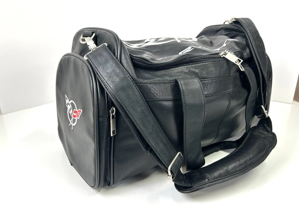 Corvette Leather Duffel Bag with Crossed Flags Logo - Bild 2 von 4