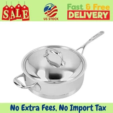 Demeyere Atlantis 5 qt Sauté Pan Helper Handle And Lid, 18/10 Stainless Steel