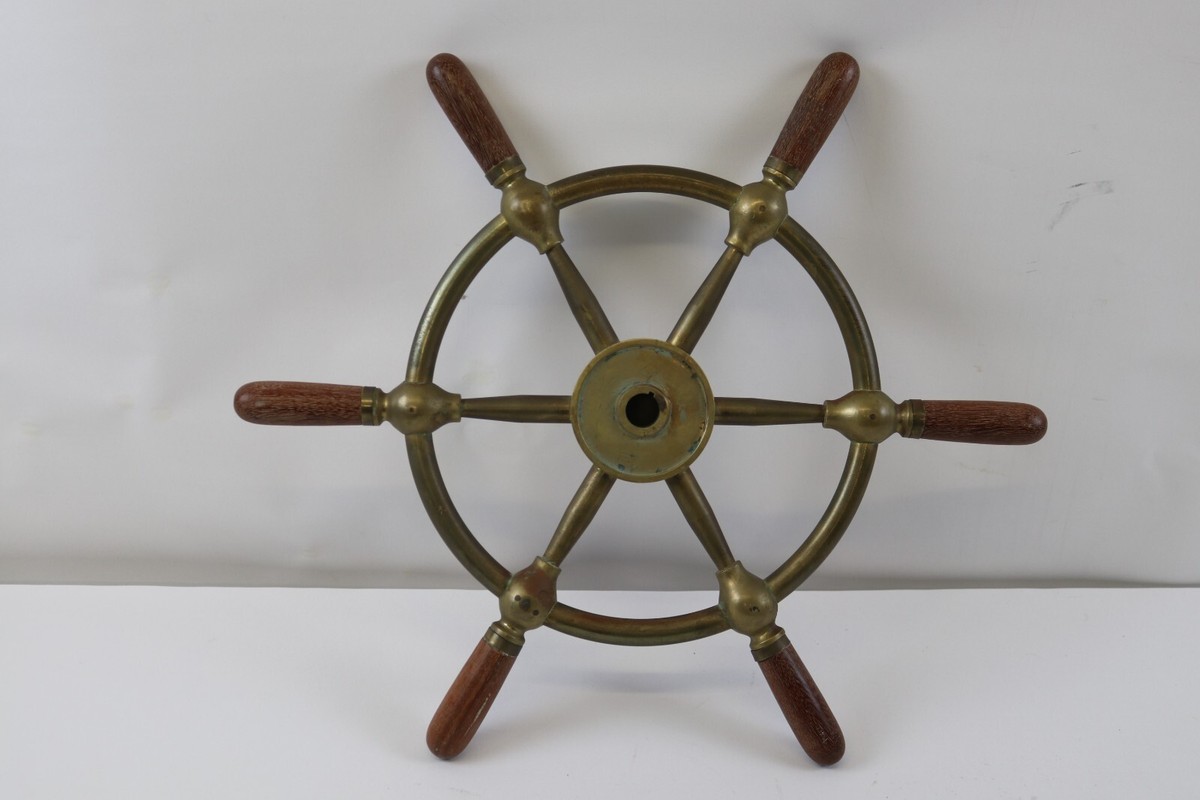 船舶用舵輪●John Hastie & Co. Ltd製造●24-06-19 John Hastie & Co. Ltd. Brass & Wood Ship's Steering Wheel