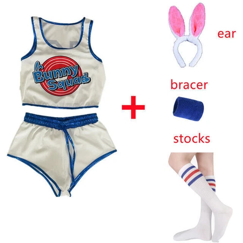6pcs Space Jam Cosplay Lola Bunny Rabbit Cosplay Costume Women Girls Outfit UK - Picture 7 of 9