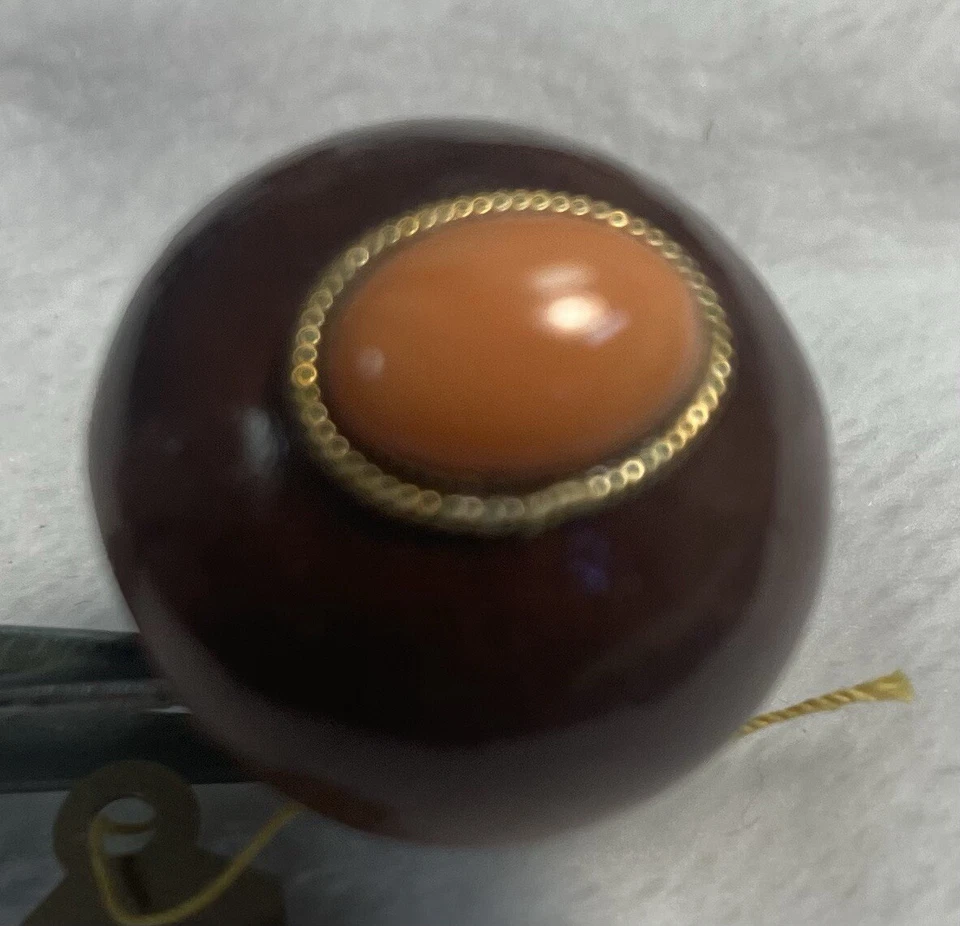 18 K Gold Frame Wood Ring Size 6,5 With Natural Coral from Italy Angel Skin - Image 3 of 4