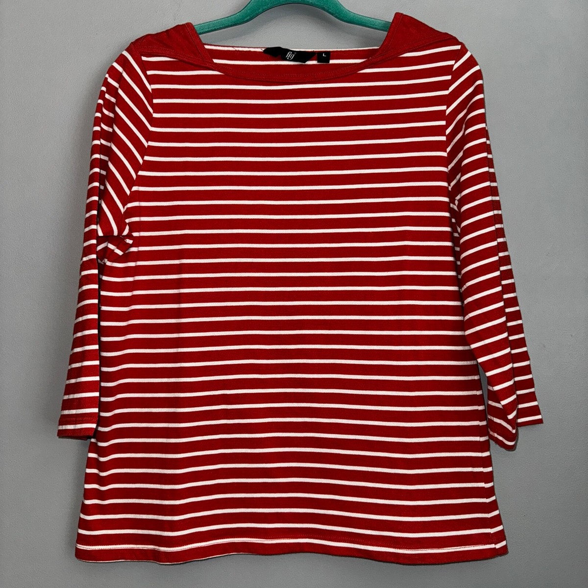 Fig Brand Boat Neck Striped 3/4 Sleeve Top Rust Burnt Orange Fig Brand Boat Neck Striped 3/4 Sleeve Top Rust Burnt Orange