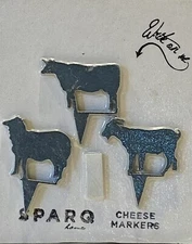 New In Package 3 Slate Animal Cheese Charcuterie Markers With Chalk Sparq USA