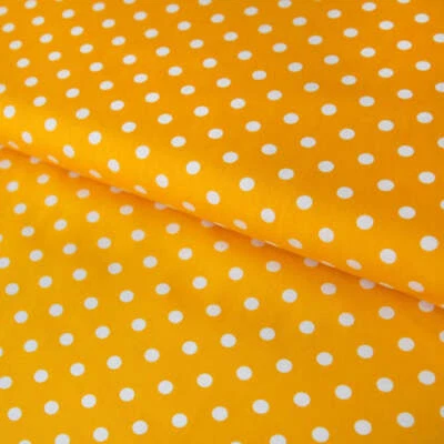 STOFFE KUDELLINO Baumwollstoff mit Punkten / Popeline " 1 cm weiße Dots auf gelb"