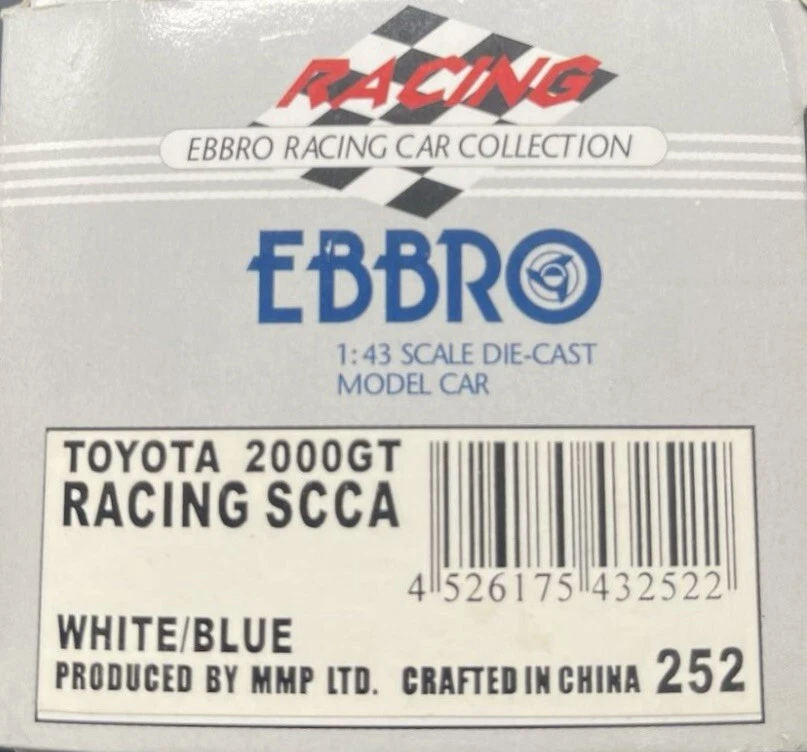 Toyota GT #23 Racing SCCA Ebbro 1/43 blanco/azul #44252 Foto 4 de 4
