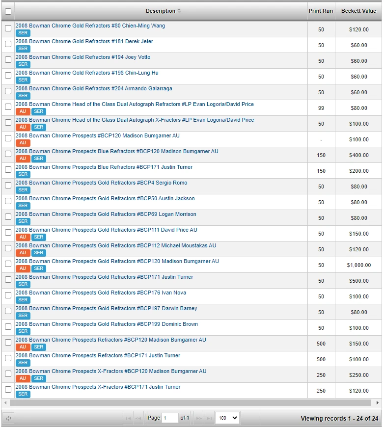2008 Bowman Chrome Hobby Box 1 AUTO Look4 Stanton Bumgarner AUTO Joey Votto RC - Image 4 of 4