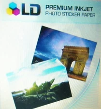 50 FULL Sheets Sticker Paper GLOSSY WHITE INKJET Printer Photo Paper FULL SHEET