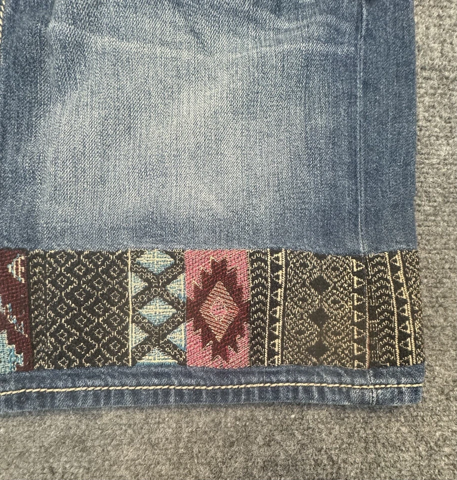 Falda corta recta Miss Me para mujer 31 azul denim tiro alto tapiz azteca Foto 2 de 4