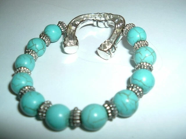 Brazalete elástico Southwest Howlite turquesa buena suerte para hombre Foto 3 de 3