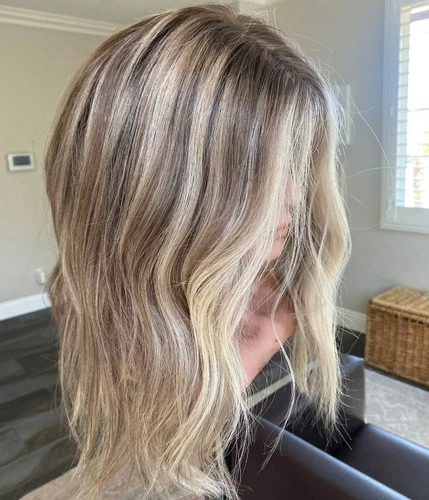 Short Dark Ash Blonde with Platinum Highlight Wigs Lace Front Human Hair Wig - Picture 1 of 6