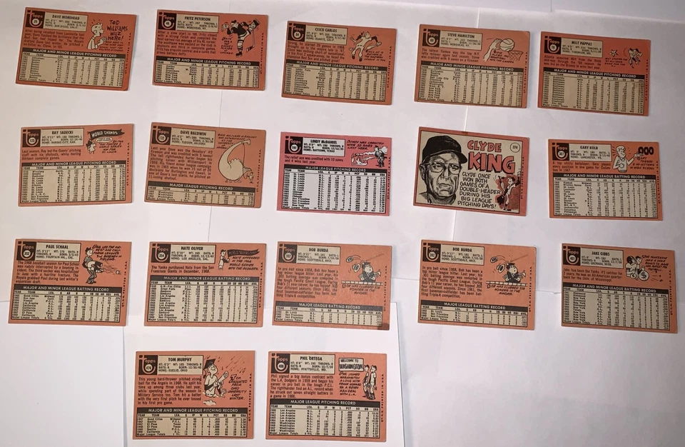 Lote de diecisiete (17) tarjetas de béisbol vintage originales Topps 1969 lote LG Foto 2 de 2